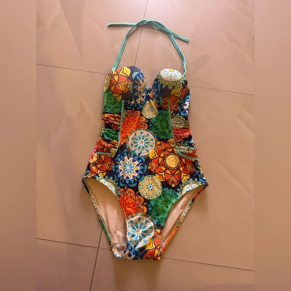 Splash Bathing Suit Vintage Colorful  Talla SML vibrant colors